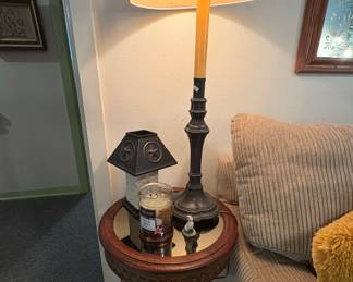Lamps, ornate antique table