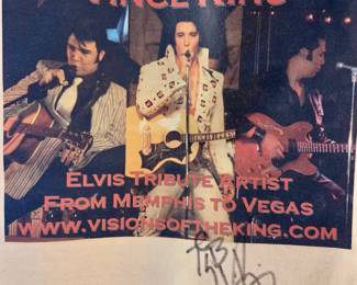 Elvis impersonator Vince King signed tote