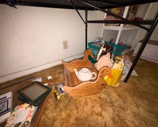 Wooden Goose Basket, Dolls on stands