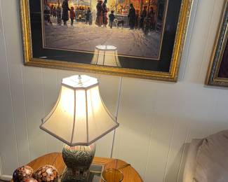 End table drop leaf , G Harvey print