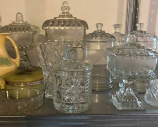 wedding cake and other leaded glass pieces