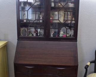 MAHOGANY SERPETINE FRONT SECRETARY