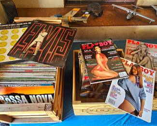 Vinyl and Playboy Mags.