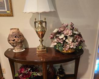Lovely console table
Roseville Pottery
Brass lamp