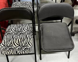 Folding Chairs - four plain and four zebra theme.