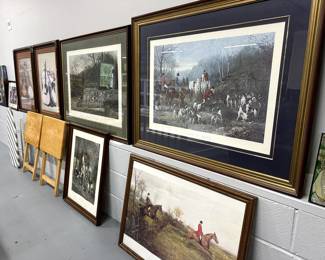 Framed artwork in various themes and colors ready to hang.