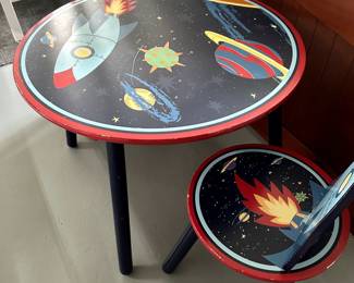 Children's table and matching two chairs.