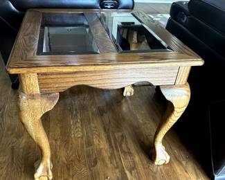 Large square end table with glass top. (glass is removable)