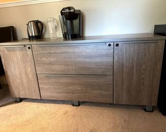 Credenza with lockable storage and drawers -