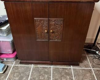 Antique television cabinet - Oriental motif