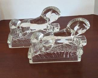 L E Smith Vintage Glass Horse Bookends