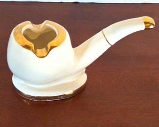Art Deco Gold Rimmed Pipe Ashtray