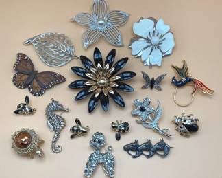 Vintage Nature Inspired Brooches Pins  Some Sterling