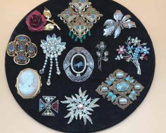 Vintage Floral Art Deco Brooches