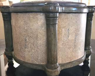 Lg Marble Lidded Encased, Stone Box