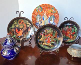 Limoges Plate, Nippon Handpainted Vase Plus, Bratex