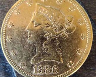 1886 Liberty Head $10 Gold Eagle Coin 5