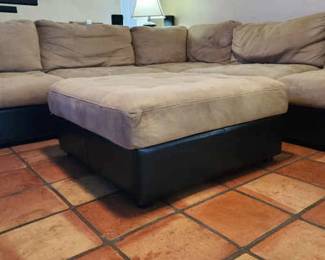 Faux Leather And Microfiber Sectional Ottoman