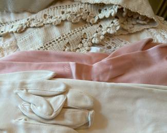 Vintage linen, gloves.