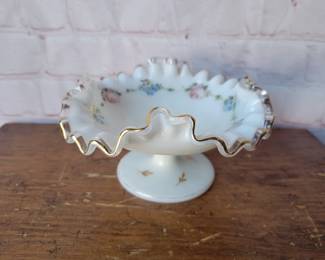 Fenton hand painted ruffled compote.