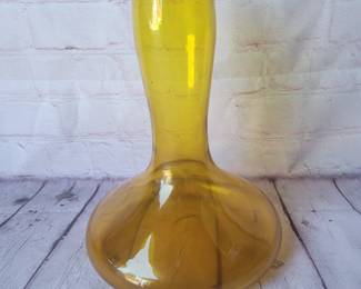 Yellow blown glass vase decanter.