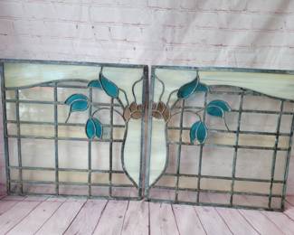 Set of leaded stained glass windows.