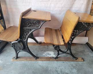Antique school desk wrought iron.