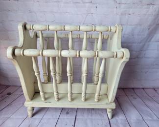 Shabby chic style wood magazine rack.