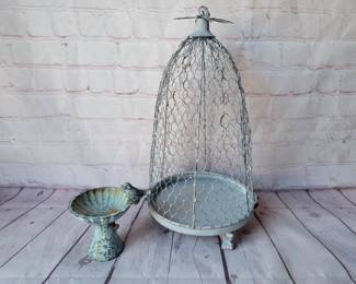 2 garden pieces. The little bird bath is heavy.