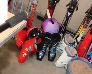 Ski equipment, including boots and goggles