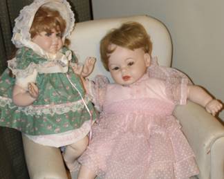 dolls and child's rocker