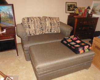 Hide-a-bed, Dresser, End Table, Lamp, Crochet Throw