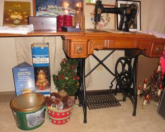 White treadle sewing machine