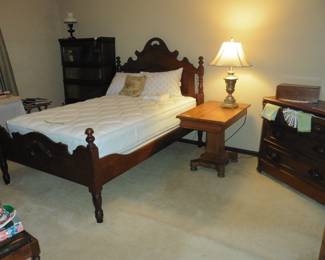 Lawyers Book Case, 3/4 Bed with Mattress and Box Springs, Table (opens) and Dresser