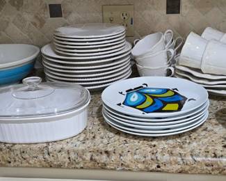 Large selection of serving dishes, dish sets, bowls, cookware, bakeware