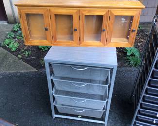 4 drawer metal & wood organizer. 21” x 19” x 27 1/2”