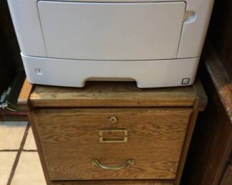 Wood 2 drawer filing cabinet, printer