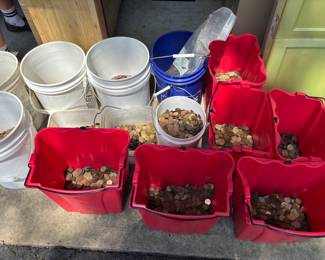 Buckets of arcade tokens
