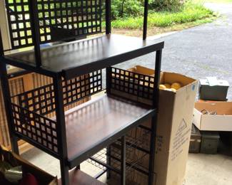 4 drawer metal & wood shelf 62” h x 17” x 30”