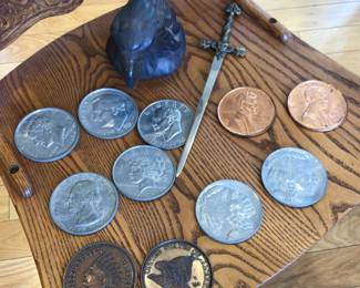 Faux large coins, letter opener