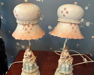 Pair of ceramic lamps
