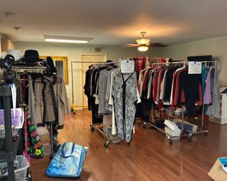 Lots of ladies' clothing still available-- mostly sizes medium-large