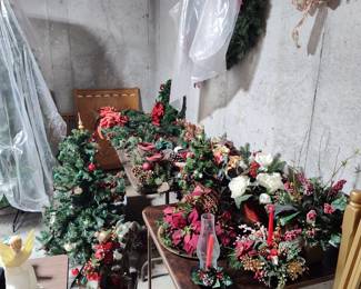 Christmas wreaths and tabletop decor - also a 4' tree and a 8'tree (not pictured)