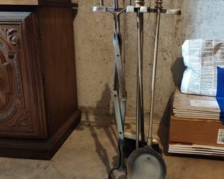 Vintage brass fireplace tools