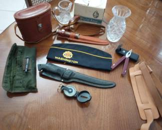 Binoculars, knives, Waterford, military