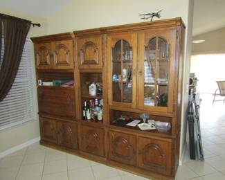 3 piece storage cabinet with drop down bar front
