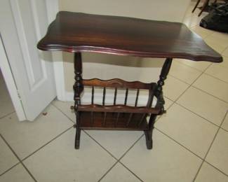 small wood side table/magazine rack