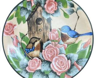 4 Decorative Bird Flower Motif Plates