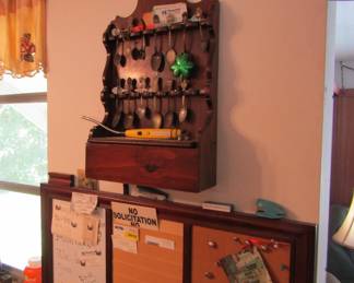 spoon & souvenir spoon collection on wall rack