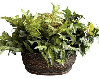 Woven Basket With Faux Greenery